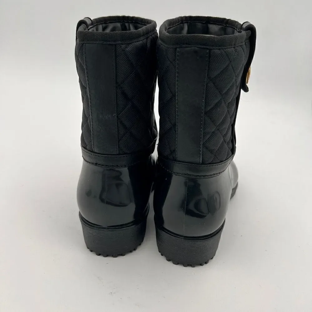Tommy Hilfiger Shoes Women's Size 7 Black Freza Rain Boots Designer Waterproof